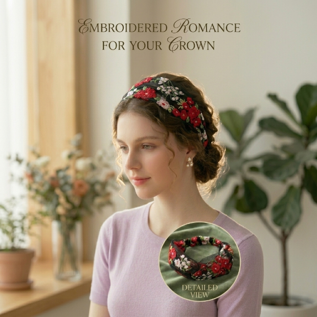 Floral Embroidered Hairband