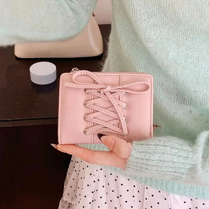Lace-Up Compact Mini Wallet 🎀