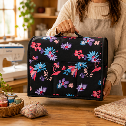 Floral sewing machine cover
