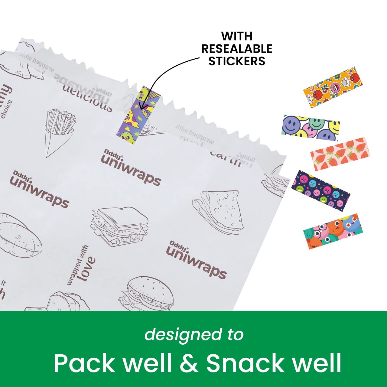 Multi-Purpose Paper Snack Bags with Sealing Stickers