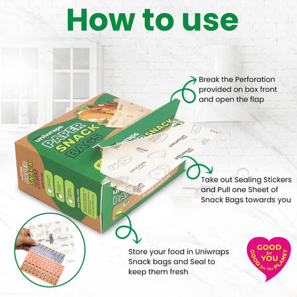 Multi-Purpose Paper Snack Bags with Sealing Stickers