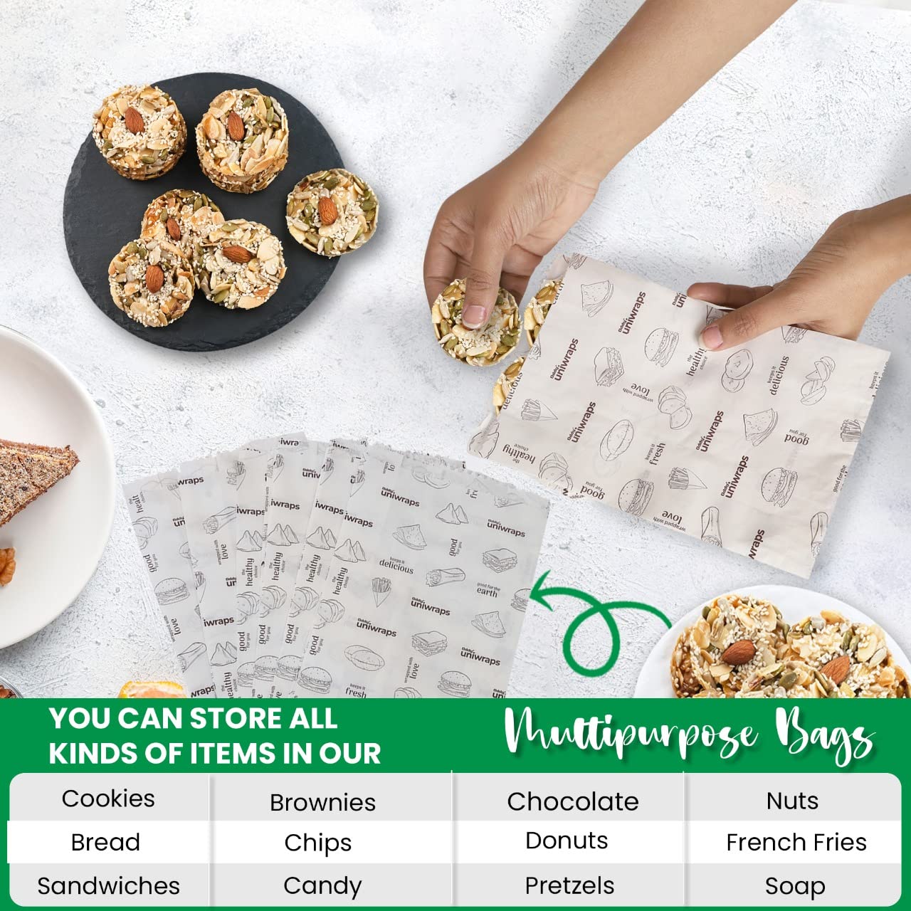 Multi-Purpose Paper Snack Bags with Sealing Stickers