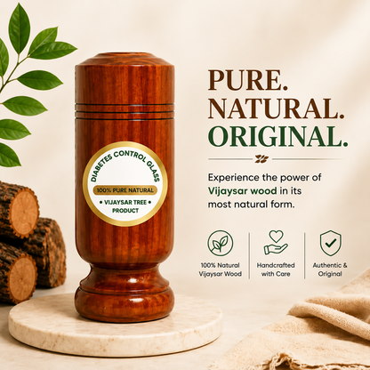 🌿 Vijaysar Wooden Sugar Control Glass ✨