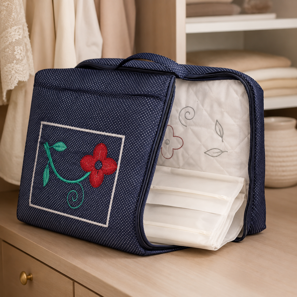 Floral Clothes Storage Organizer