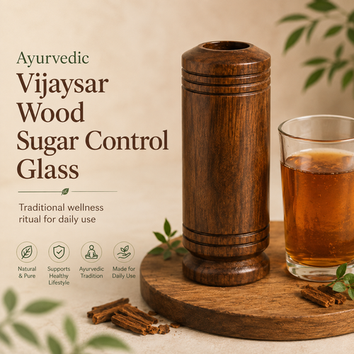 🌿Ayurvedic Vijaysar Wooden Sugar Control Glass ✨