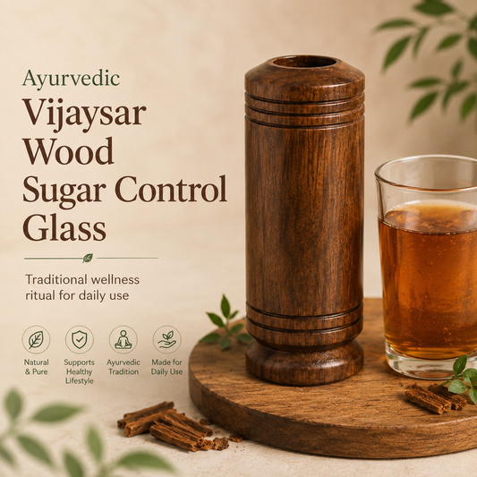 🌿Ayurvedic Vijaysar Wooden Sugar Control Glass ✨