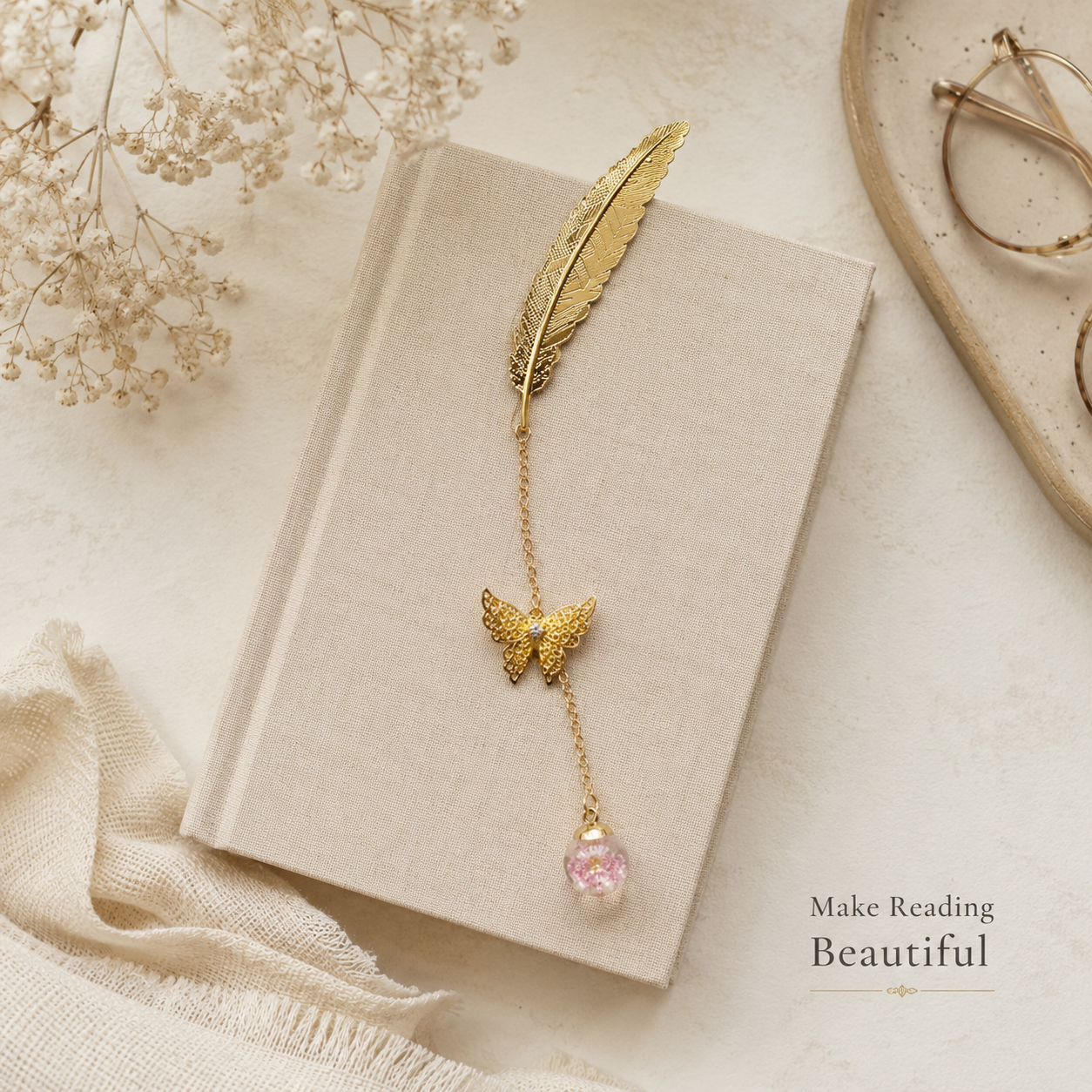 Imperial Gold Metal Feather Bookmark