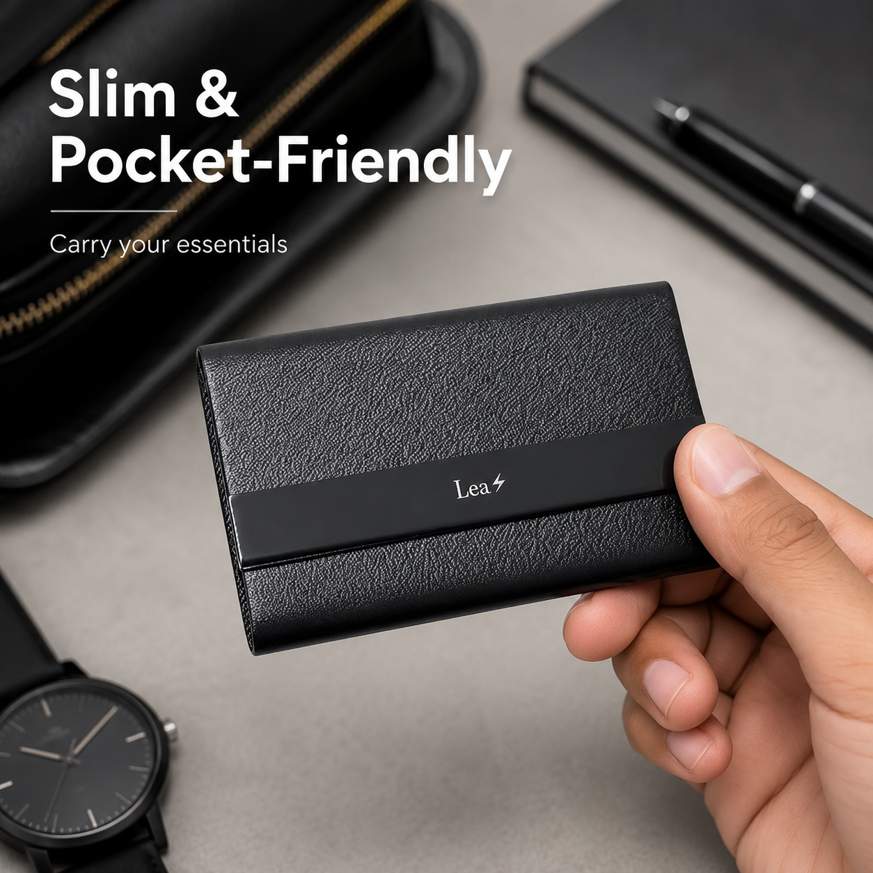 Personalized Magnetic Wallet & Card Holder 🖤