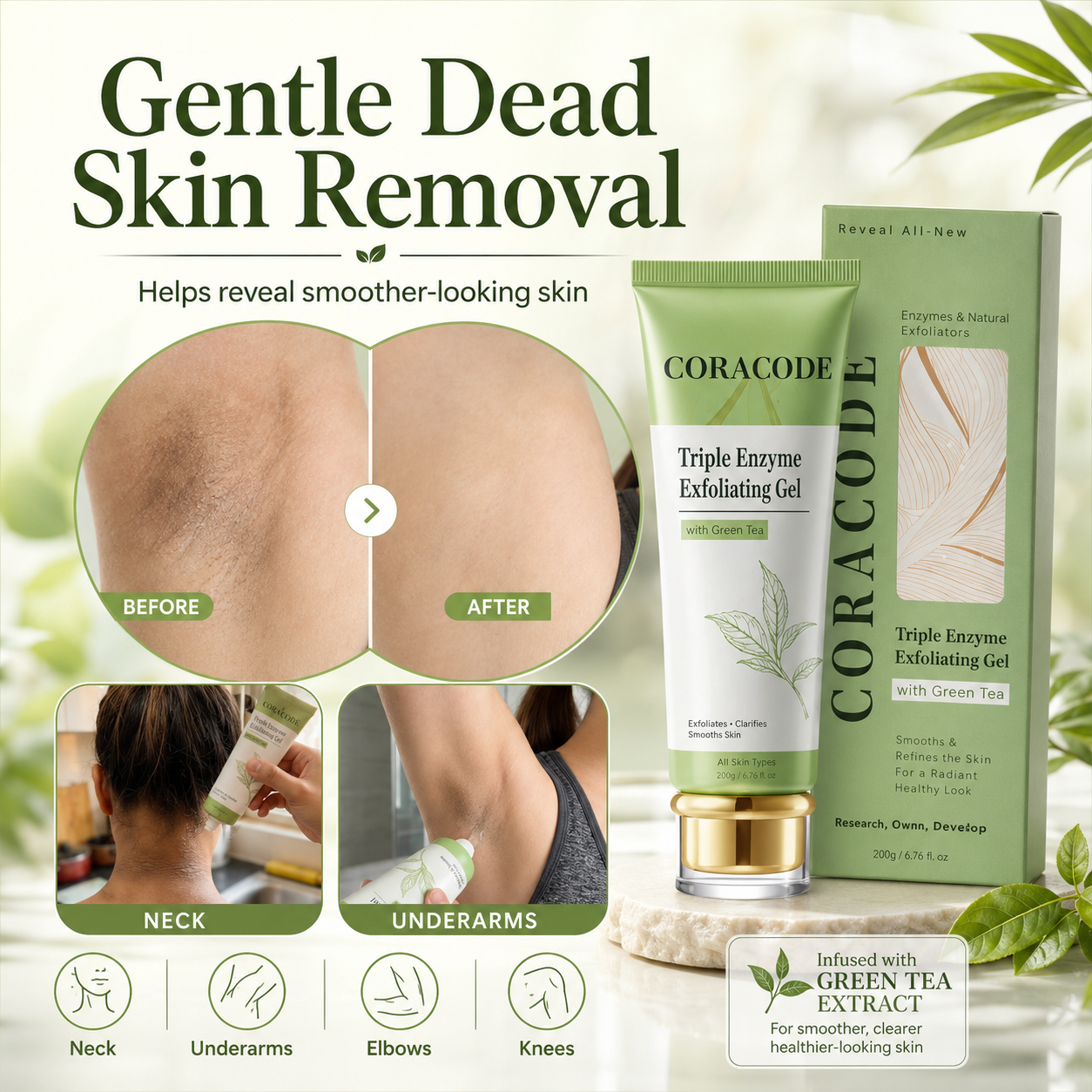 Coracode Triple Enzyme Exfoliating Gel with Green Tea