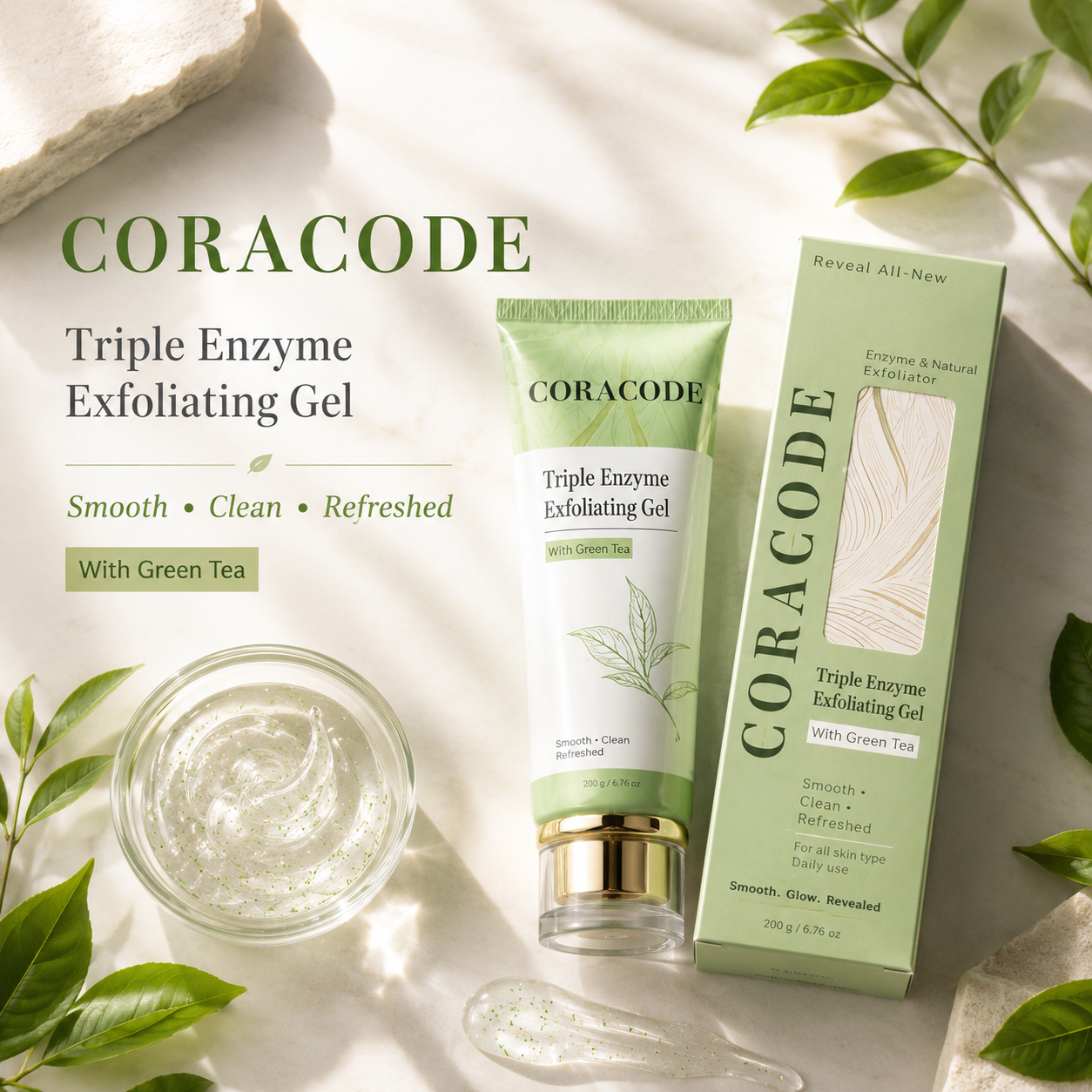 Coracode Triple Enzyme Exfoliating Gel with Green Tea