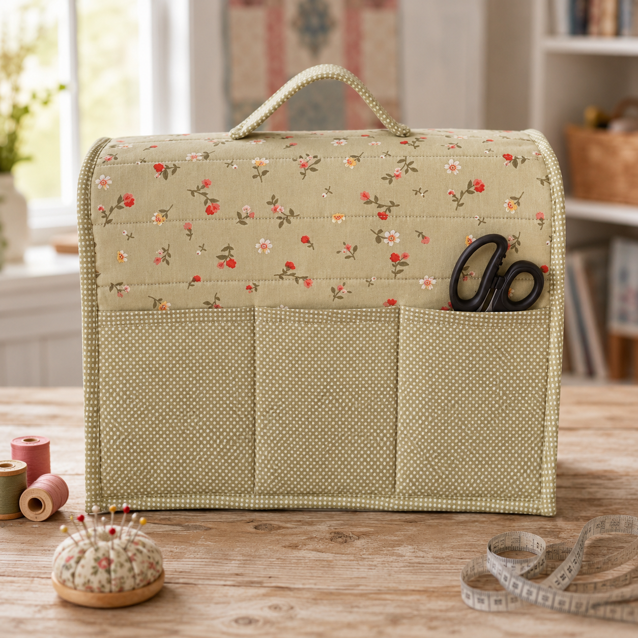 Floral sewing machine cover