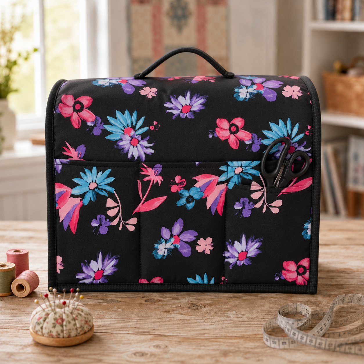 Floral sewing machine cover