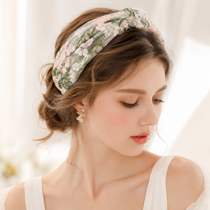 Floral Embroidered Mesh HairBand