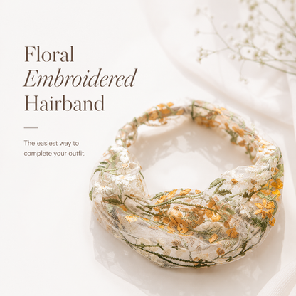Floral Embroidered Mesh HairBand