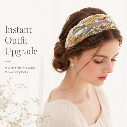 Floral Embroidered Mesh HairBand