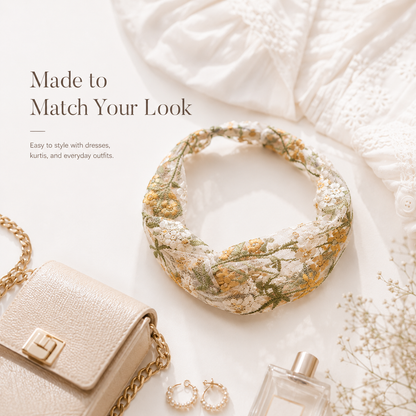 Floral Embroidered Mesh HairBand