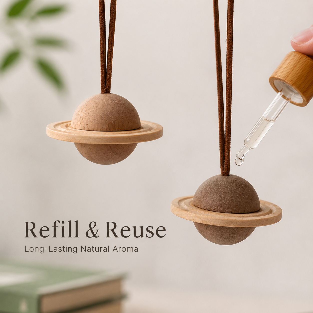 Saturn Shaped Wooden  Car Hanging Diffuser
