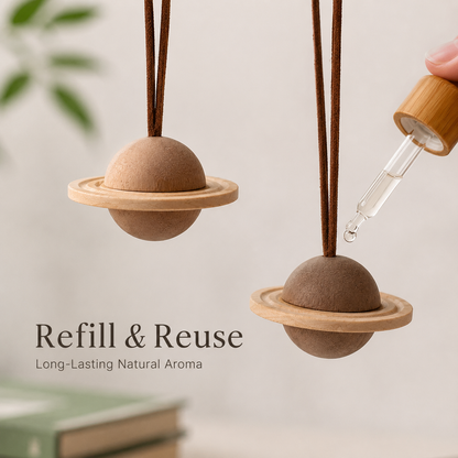 Saturn Shaped Wooden  Car Hanging Diffuser