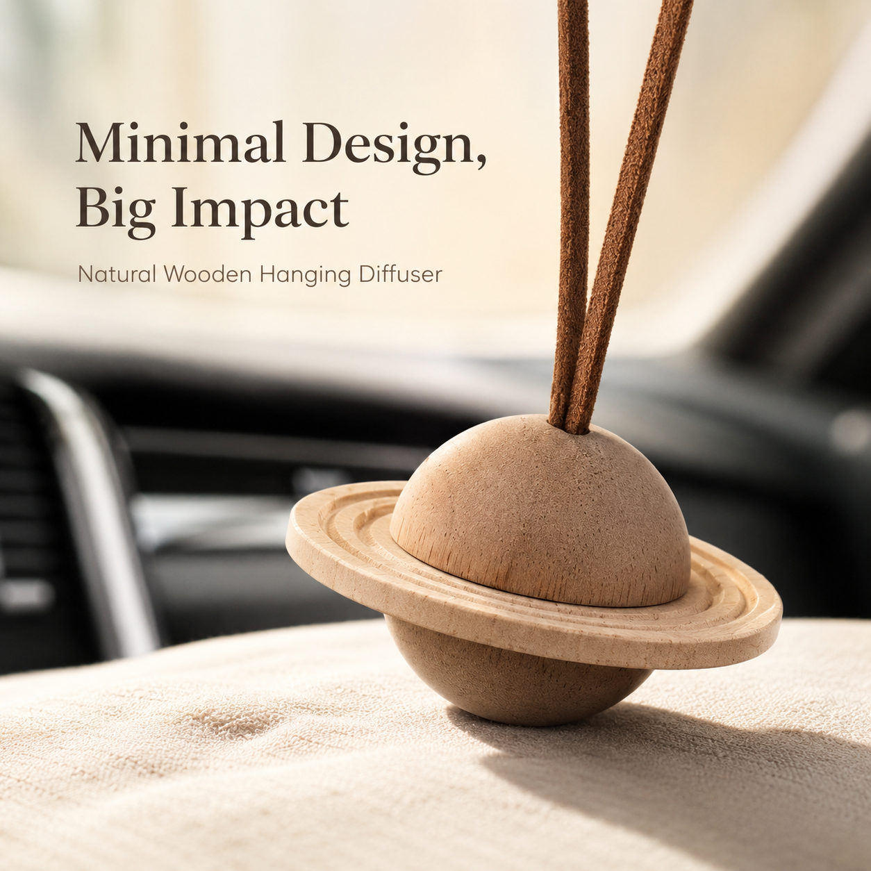 Saturn Shaped Wooden  Car Hanging Diffuser
