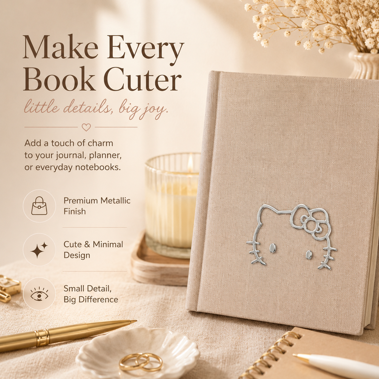 Cute Kitty Metallic Stickers Set