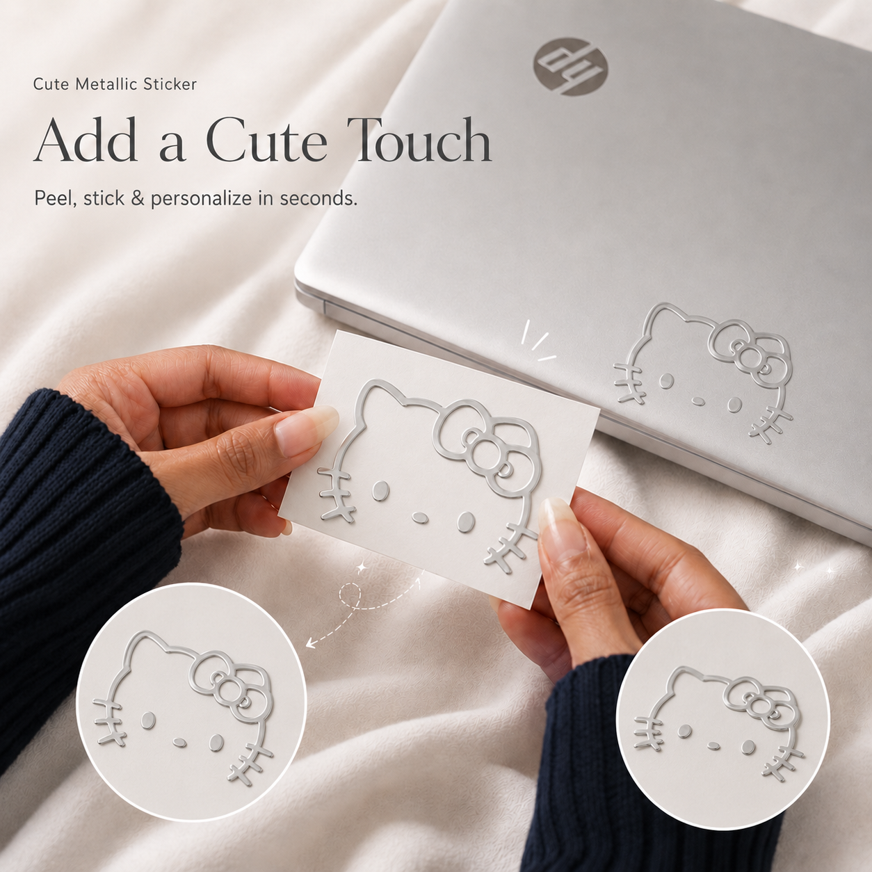 Cute Kitty Metallic Stickers Set