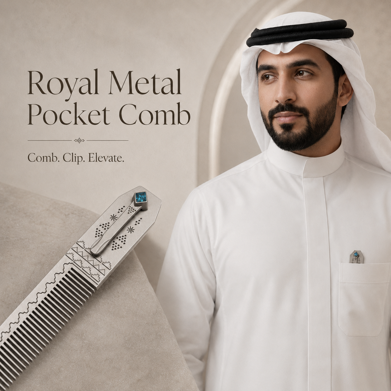 Royal Metal Luxury Pocket Comb - StainLess