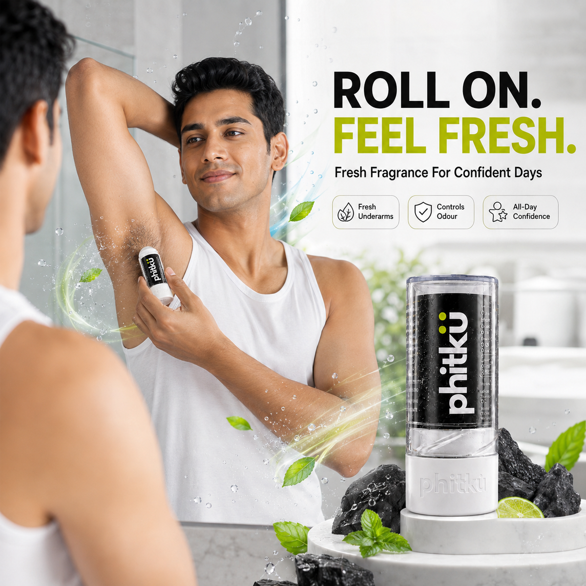 Sweat Control & Fresh Fragrance Mineral Roller – For Dry, Odour-Free Underarms