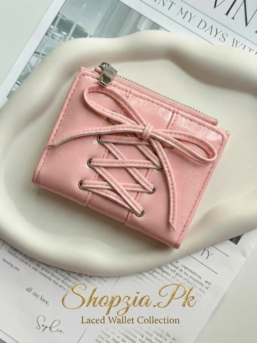 Lace-Up Compact Mini Wallet 🎀