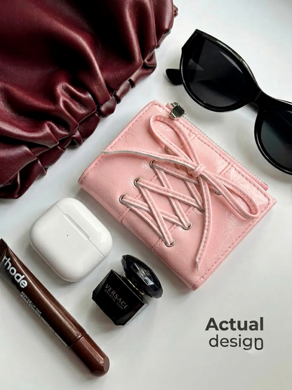 Lace-Up Compact Mini Wallet 🎀