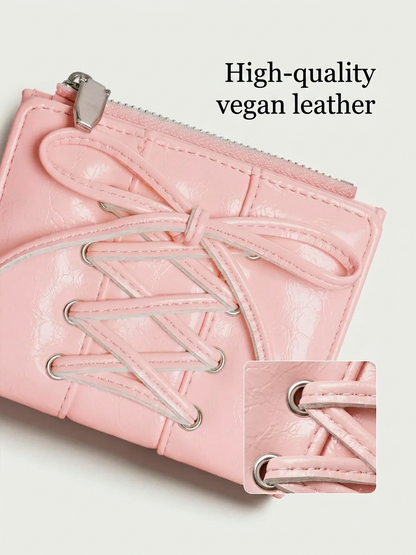 Lace-Up Compact Mini Wallet 🎀