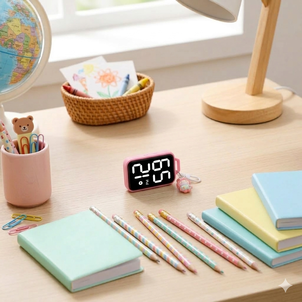 Cute LED Clock Keychain (Water-Resistant)