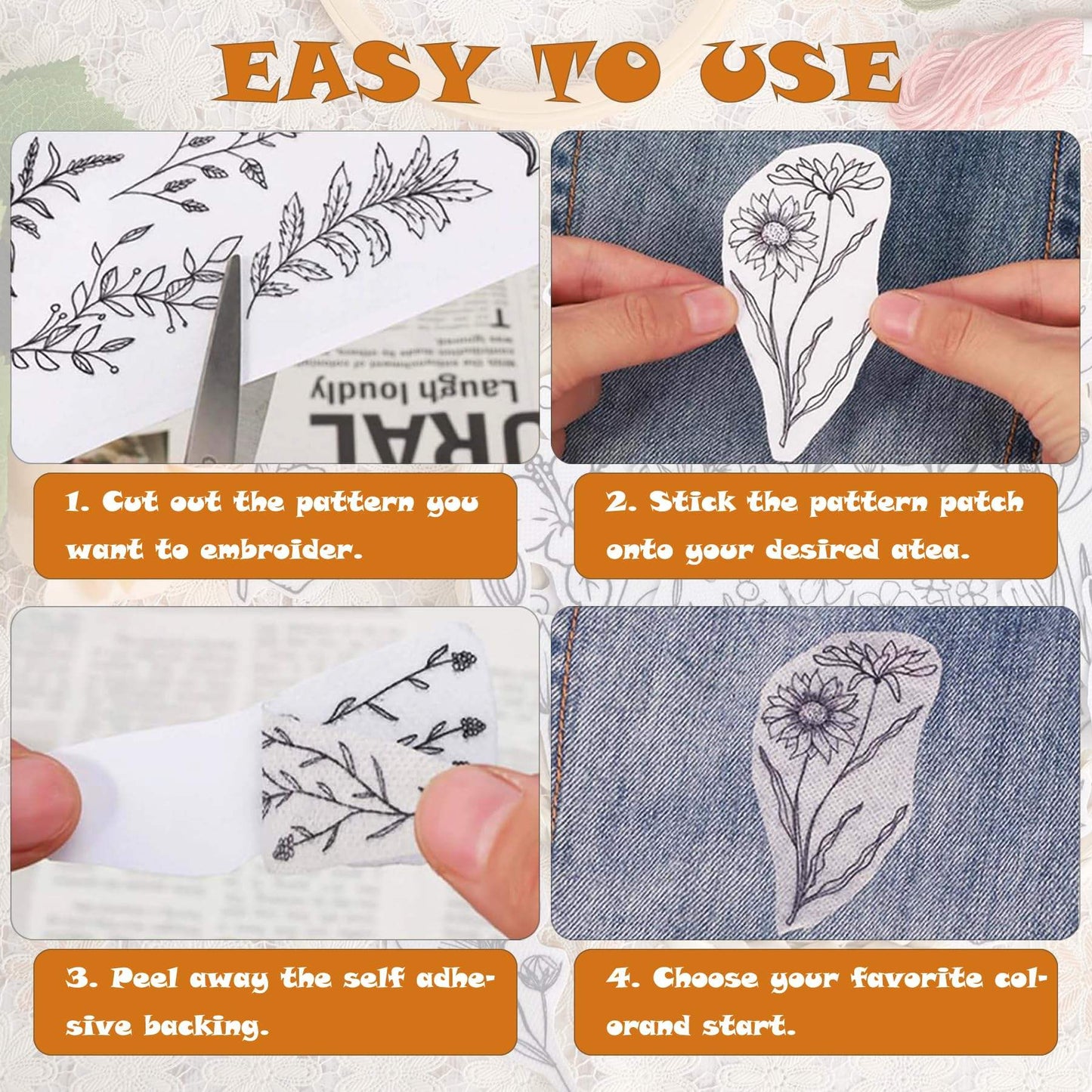 Stick & Stitch Embroidery Guide stickers ( Water Soluble )