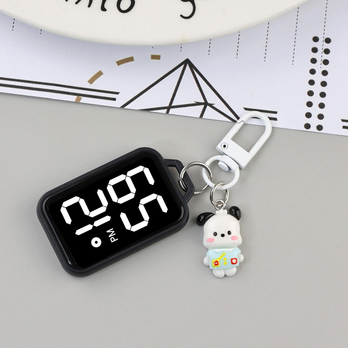 Cute LED Clock Keychain (Water-Resistant)
