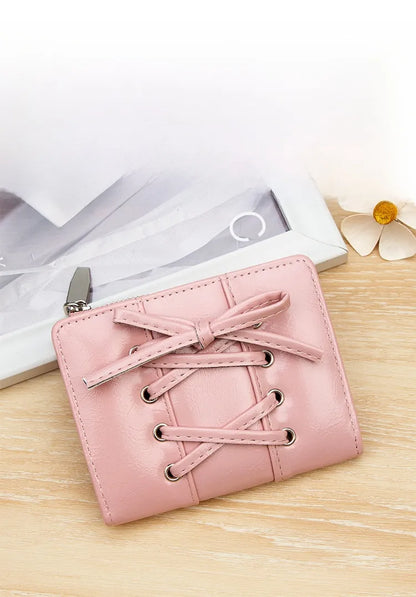 Lace-Up Compact Mini Wallet 🎀