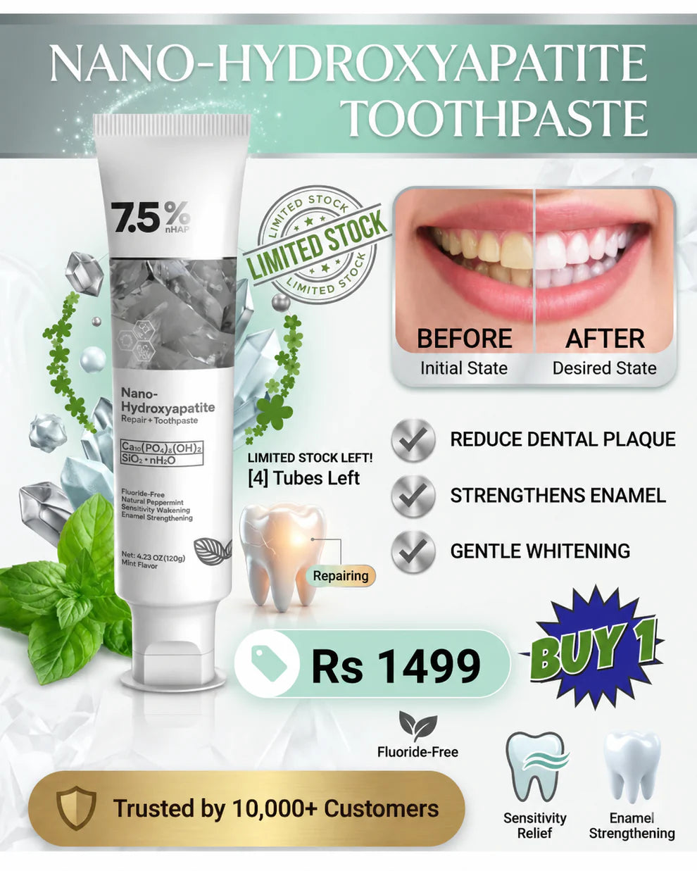 7.5% Hydroxyapatite Toothpaste