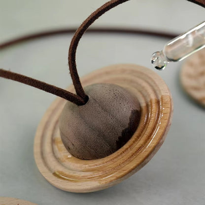 Saturn Shaped Wooden  Car Hanging Diffuser