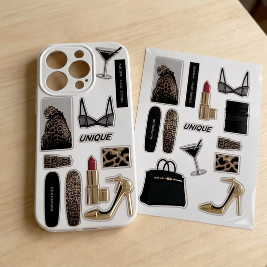 Trendy 3D Phone Sticker Kit 📱✨🖤